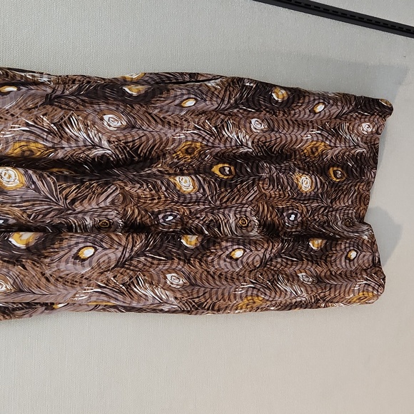 Tory Burch Brown Peacock Feather Dress Size 10 - Picture 3 of 14